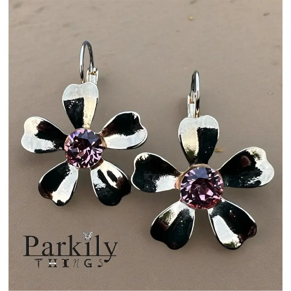 Handcrafted earrings with sparkly Aurora crystal